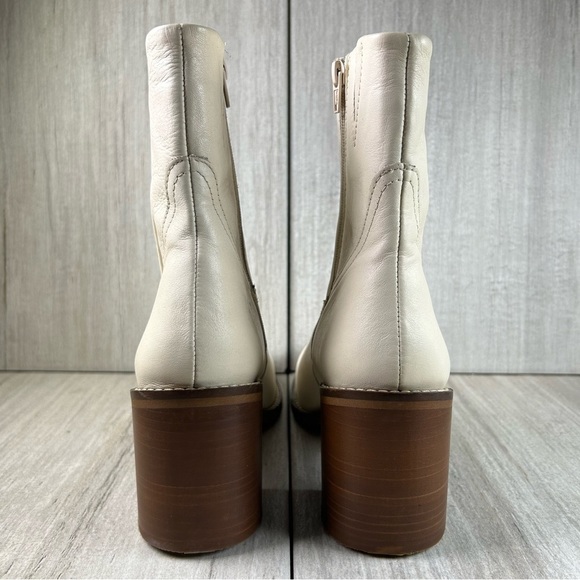 Patina Oslo Cream Leather Block Heeled Handmade Ankle Boots Women’s Size 10 - Picture 7 of 10